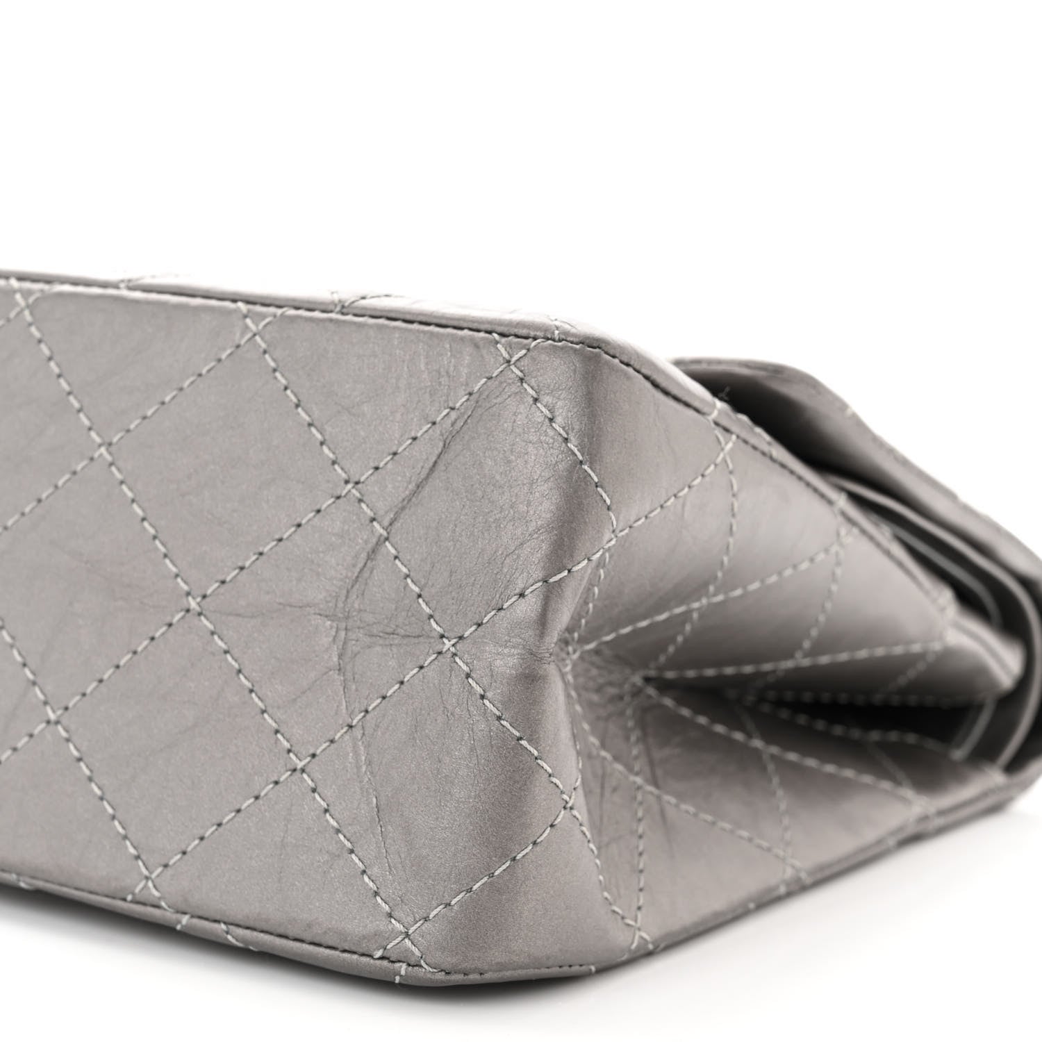 Chanel Metallic Aged Calfskin Quilted 2.55 Reissue 227 Flap Argent Fonce 10 of 10