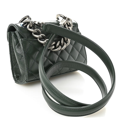 Chanel Shiny Calfskin Quilted Mad About Quilting Mini Flap Dark Green 3 of 10