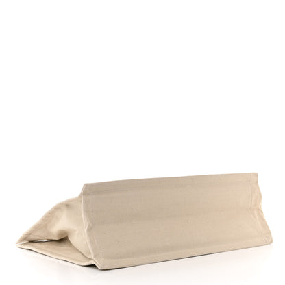 Saint Laurent Cotton Linen Calfskin Striped Rive Gauche Tote Water Green 4 of 12