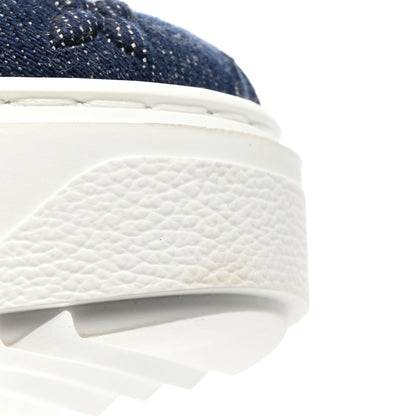 Louis Vuitton LOUIS VUITTON Denim Monogram Debossed Time Out Sneakers 39 Blue 12 of 16