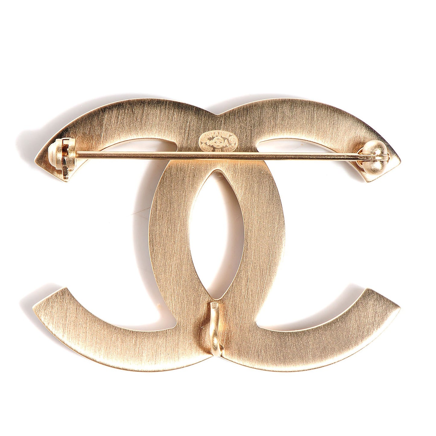 Lace Embellished Large CC Brooch Gold