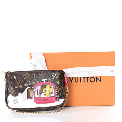 Louis Vuitton Monogram 2019 Christmas Animation Mini Courchevel Pochette Accessories Fuchsia 9 of 9