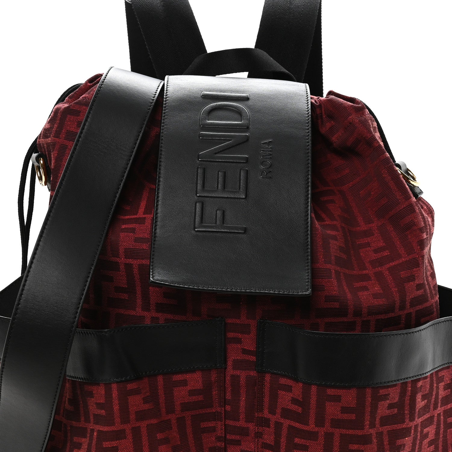 Fendi Recycled Fabric Jacquard Vitello Grace FF 1974 Large Fendi Strike Backpack Rosso Marlboro Black 8 of 10