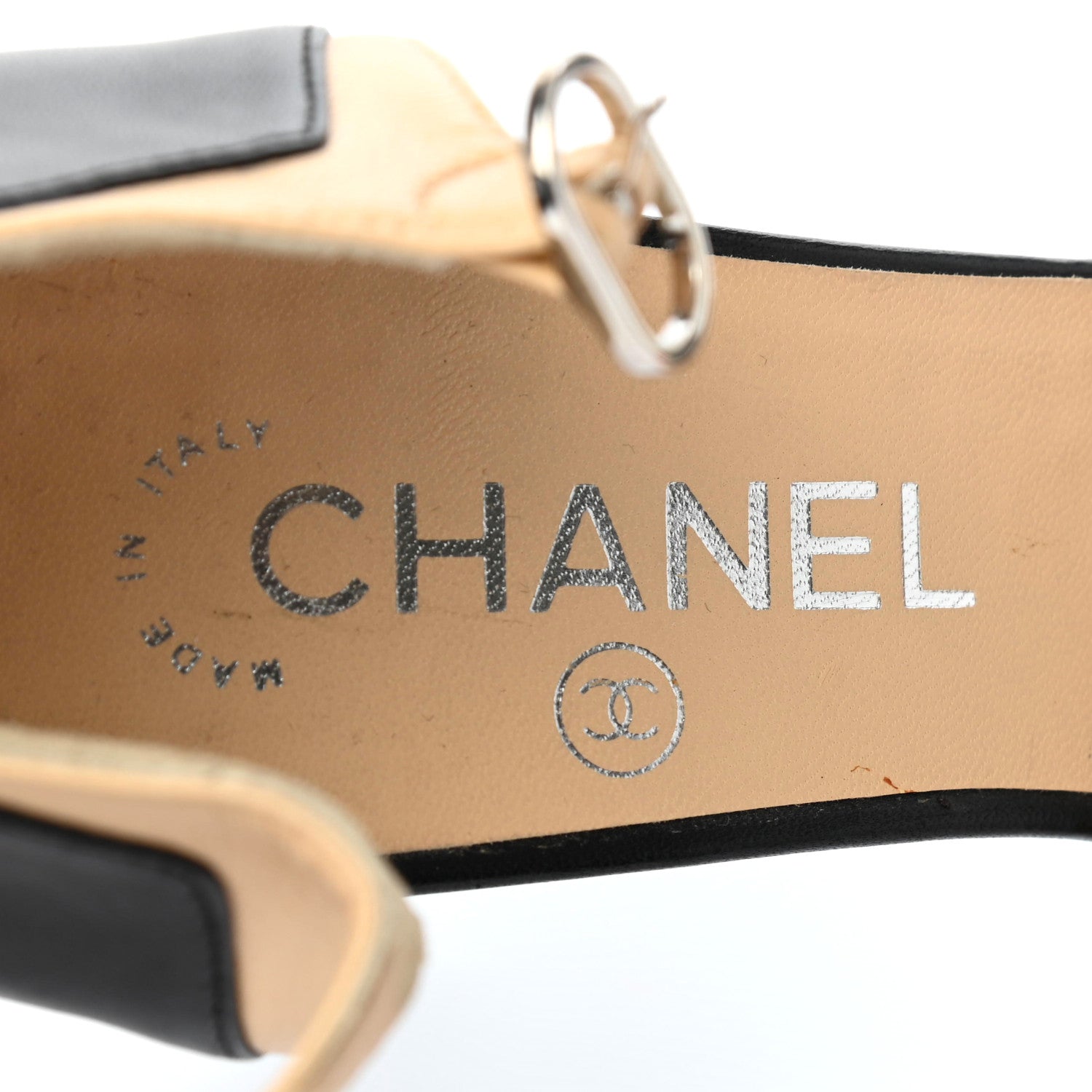 Chanel Lambskin Cap Toe CC Pumps 39 Beige Black 8 of 9