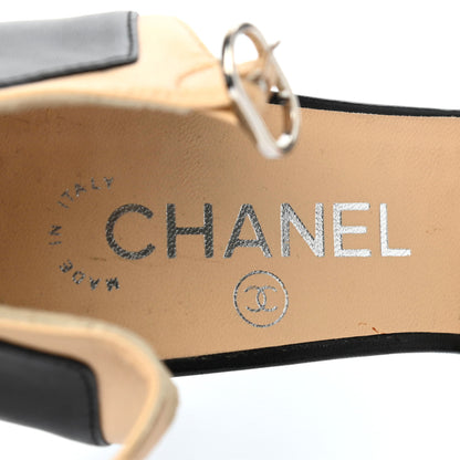 Chanel Lambskin Cap Toe CC Pumps 39 Beige Black 8 of 9