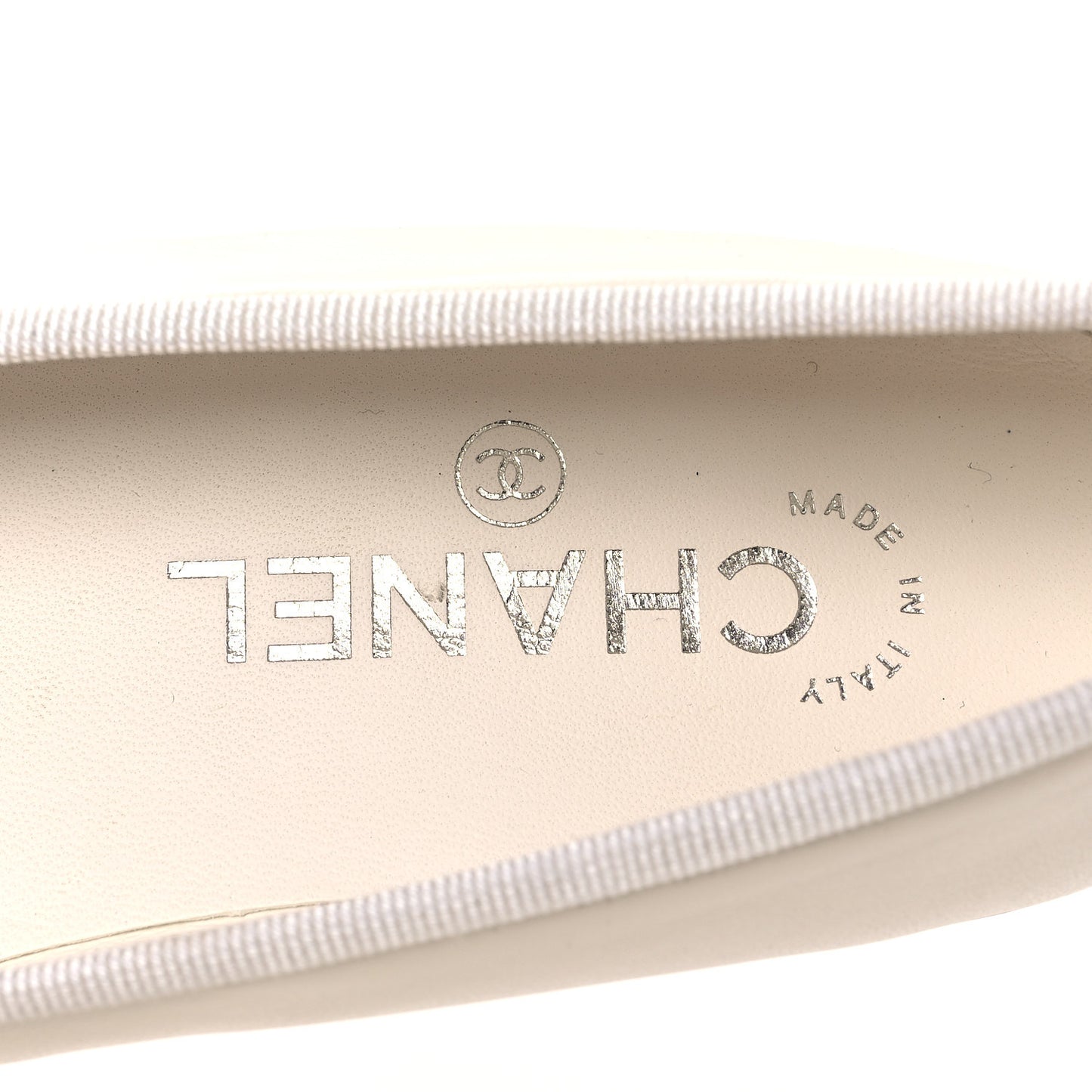 Lambskin Cap Toe CC Ballerina Flats 35 White Black