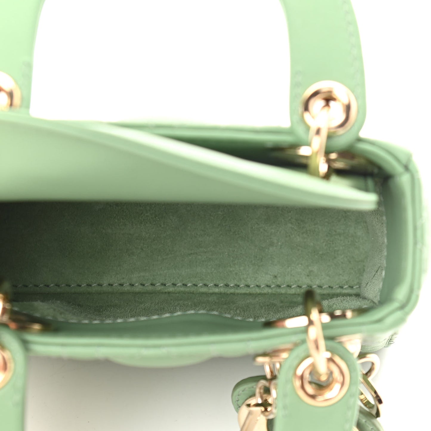Lambskin Cannage Micro Lady Dior Green