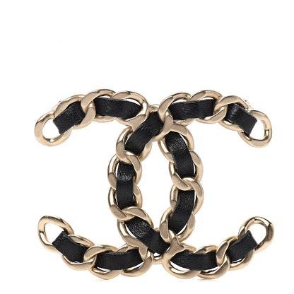 Chanel Lambskin Chain CC Brooch Black Gold 1 of 4