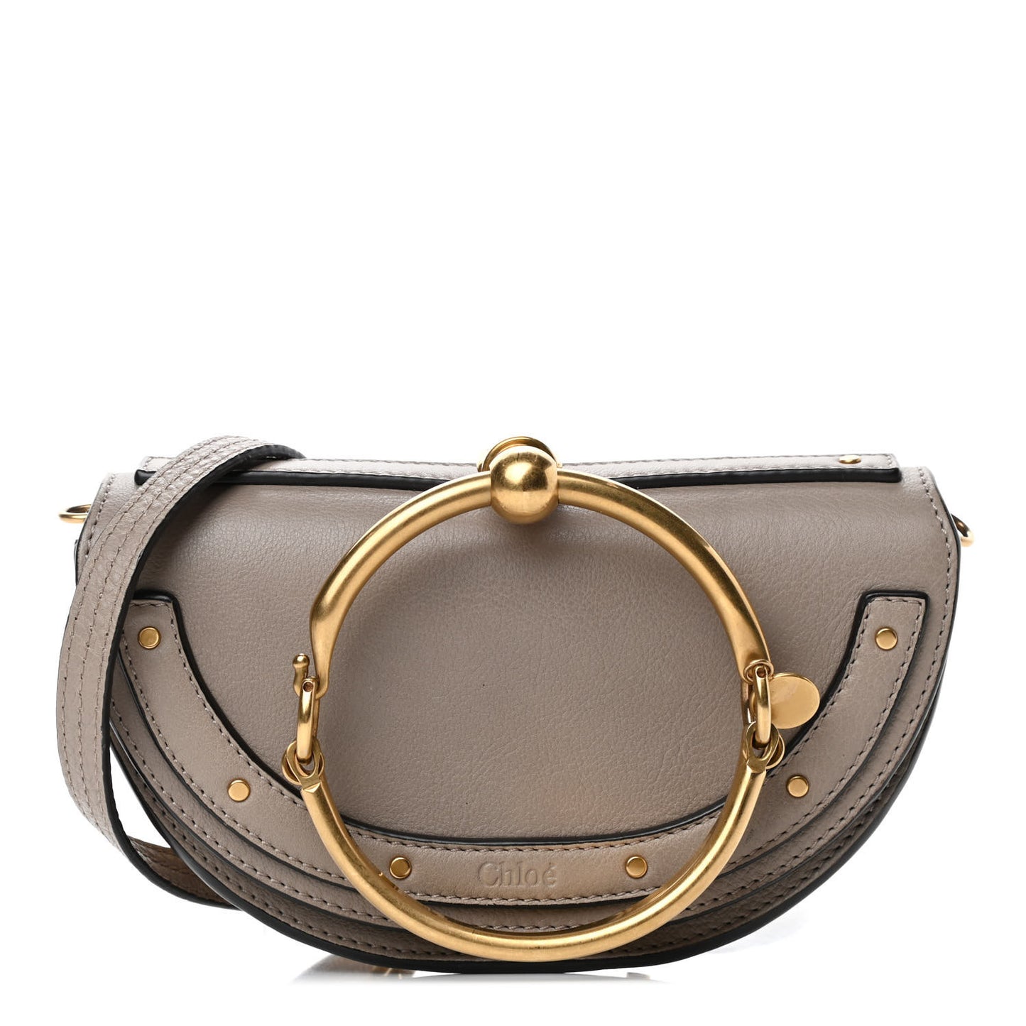 Calfskin Small Nile Bracelet Minaudiere Bag Motty Grey