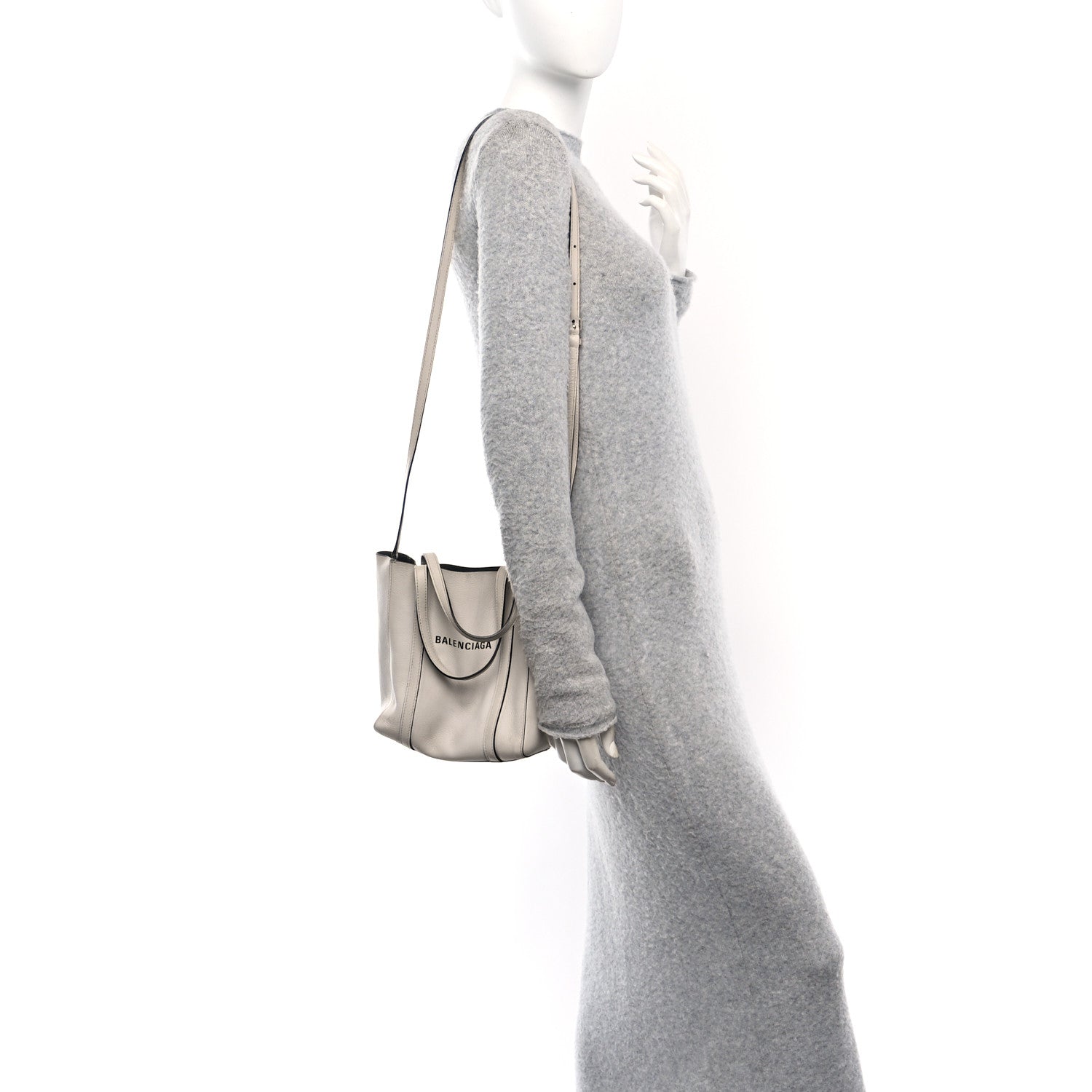 Balenciaga Smooth Calfskin Logo Double Sided XXS Everyday Tote Chalky White Black 2 of 12