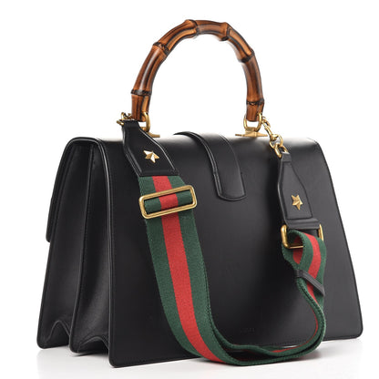 Gucci Calfskin Bamboo Web Large Dionysus Top Handle Bag Black Bright Evergreen Hibiscus Red 3 of 11