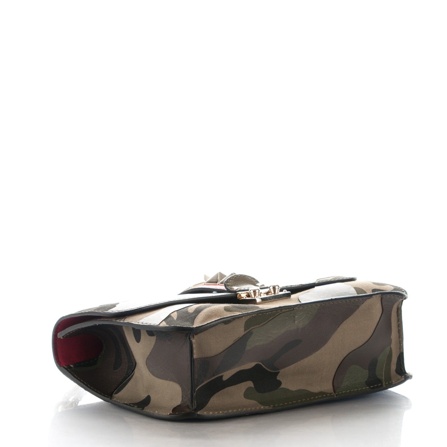 Nappa Canvas Camouflage Medium Glam Lock Rockstud Flap Verde