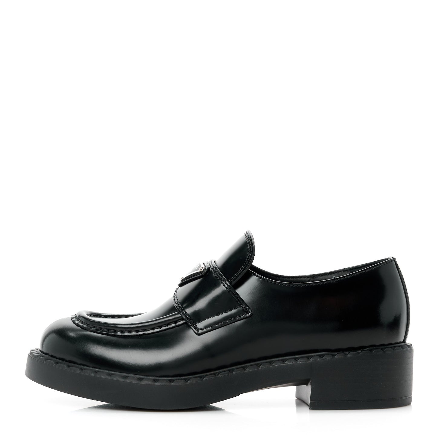 Spazzolato Metal Triangle Logo 50mm Lug Sole Loafers 39 Black