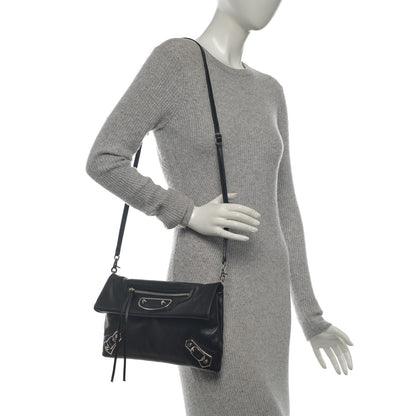 Balenciaga Chevre Silver Metallic Edge Hardware Envelope Clutch Black 2 of 7