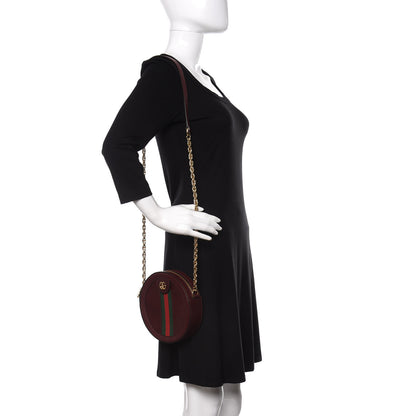 Gucci Soft Textured Calfskin Web Mini Ophidia Round Shoulder Bag Vintage Bordeaux 2 of 10