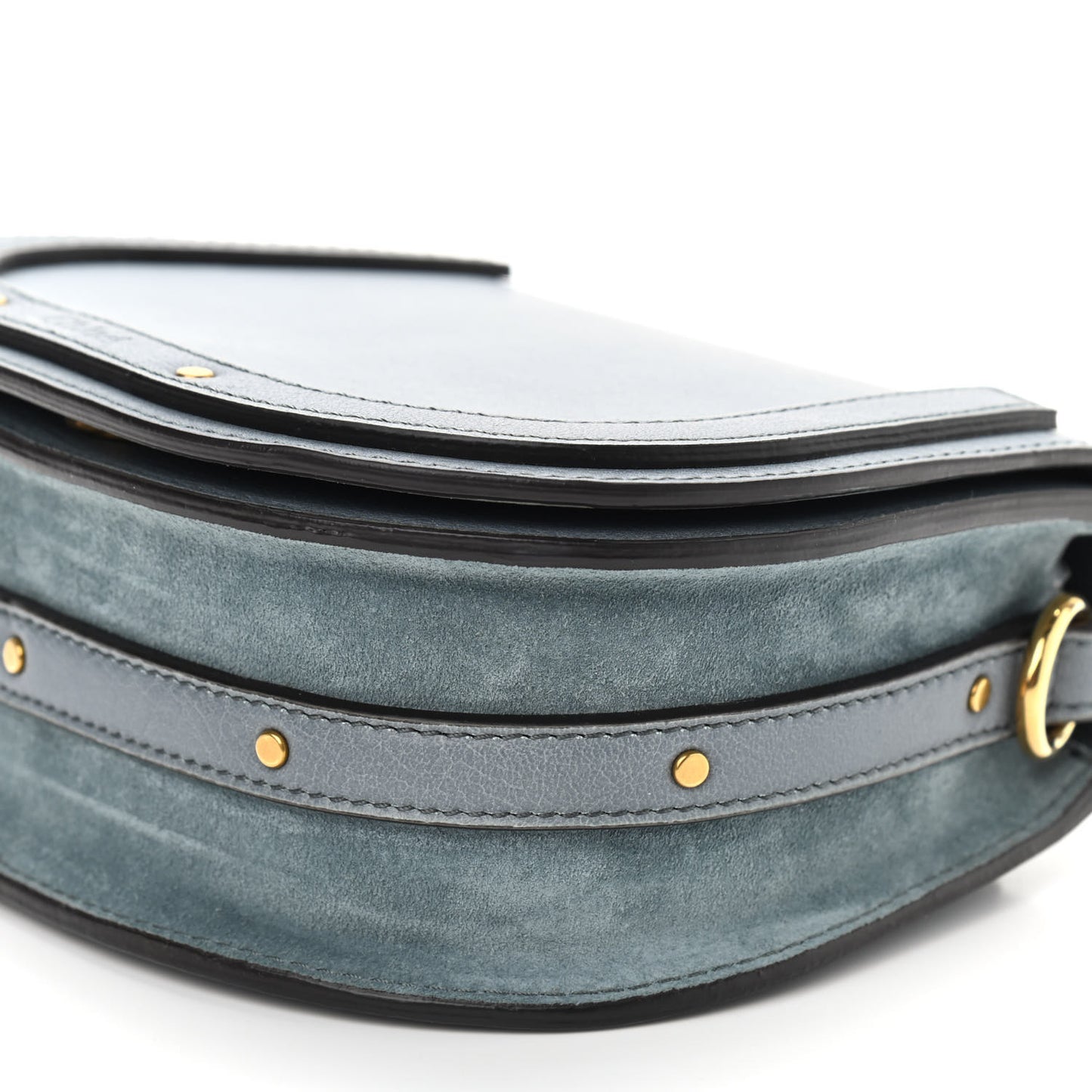 Calfskin Suede Small Nile Bracelet Bag Cloudy Blue