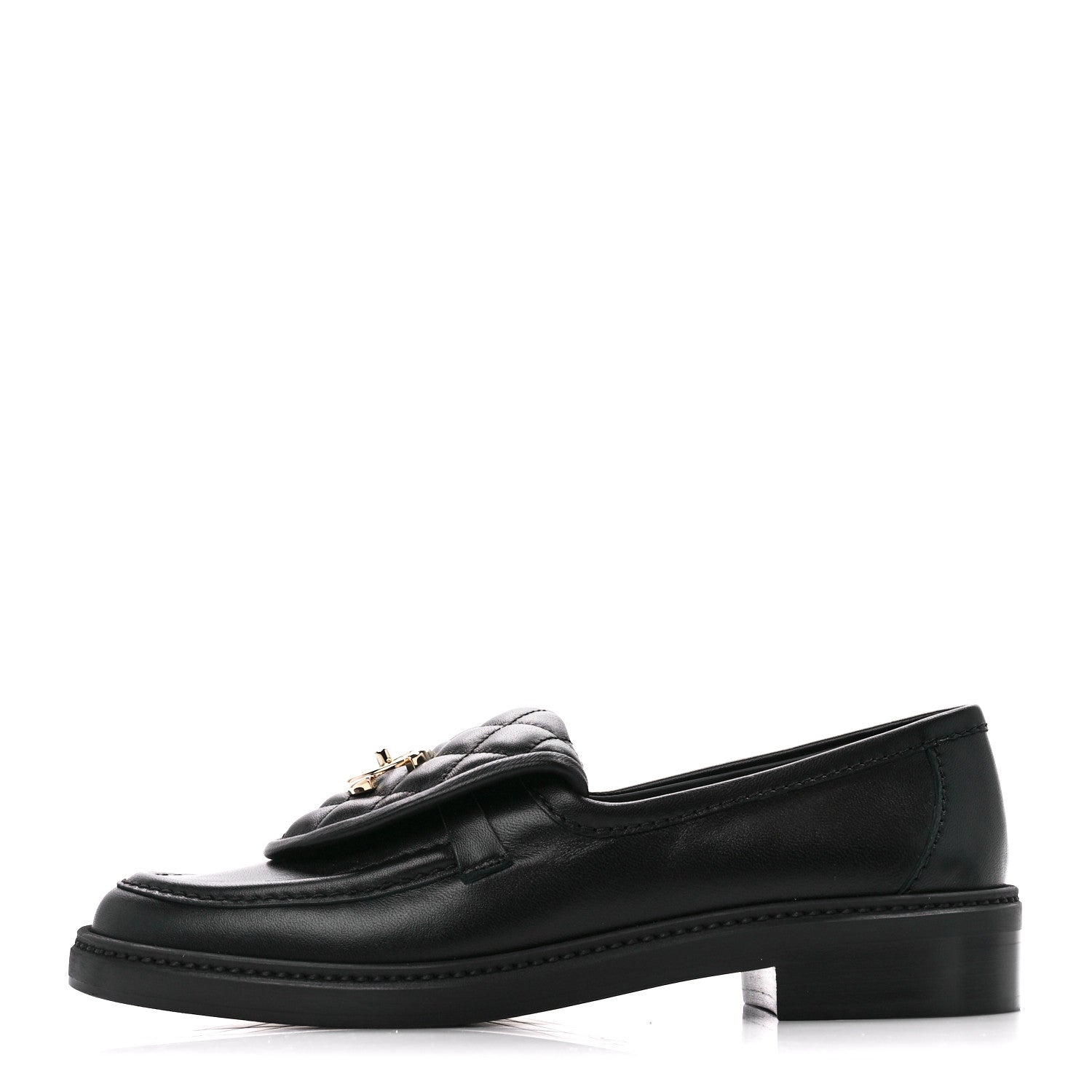 Chanel Lambskin Quilted CC Turnlock Loafers 37.5 Black 1 of 8