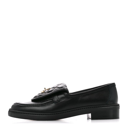 Chanel Lambskin Quilted CC Turnlock Loafers 37.5 Black 1 of 8