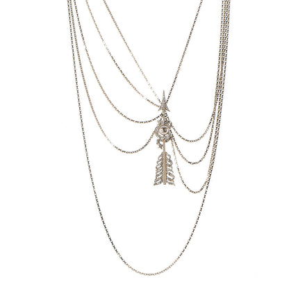 Chanel Crystal Pearl Chain CC Arrow Multi Strand Necklace Gold 1 of 7