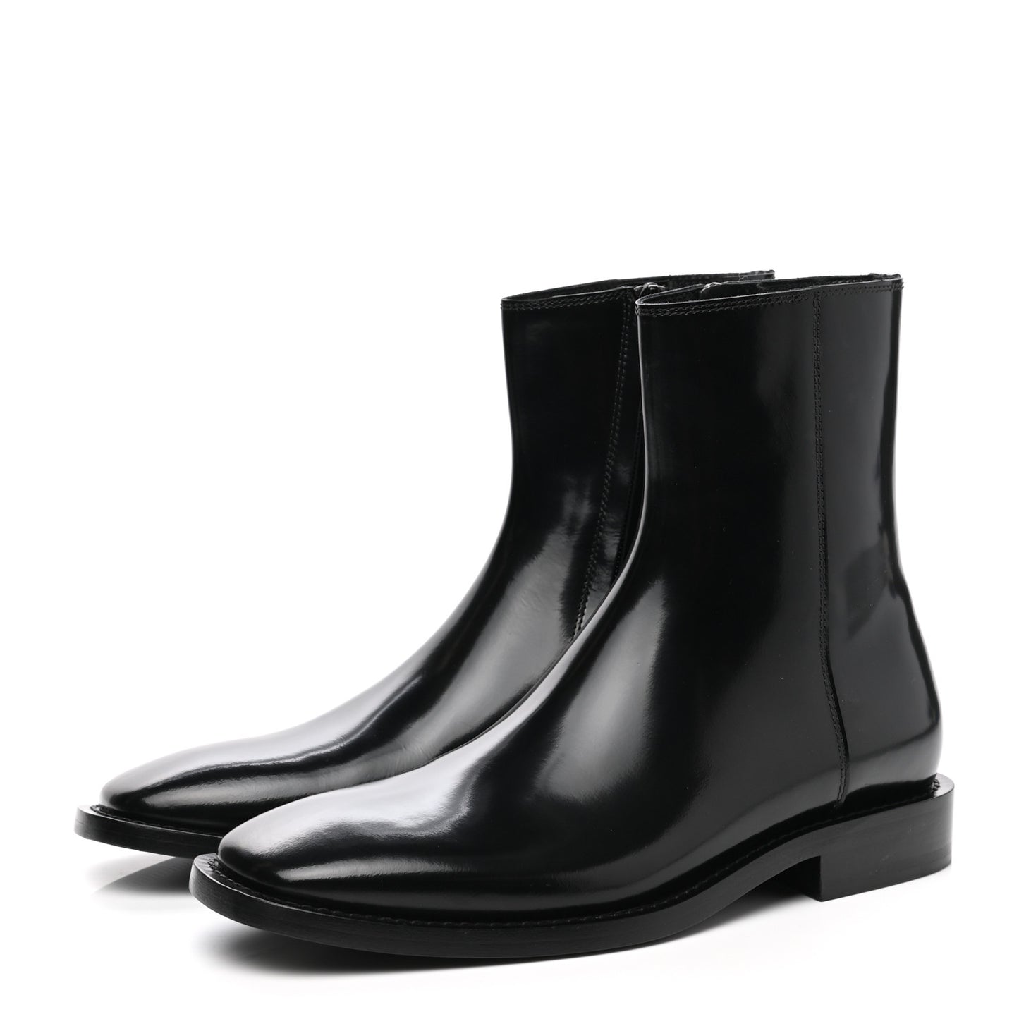 Polished Calfskin Rim Boots 39 Black