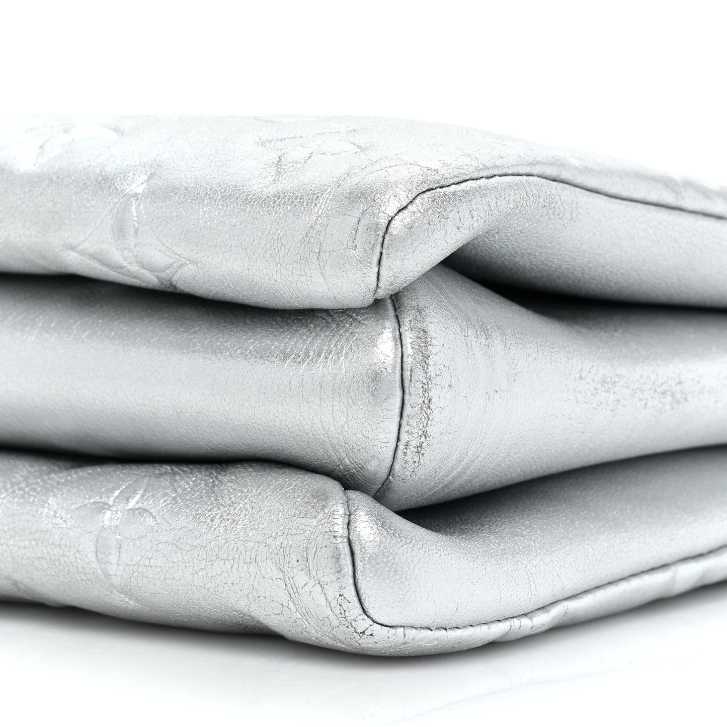 Metallic Lambskin Embossed Monogram Coussin PM Silver