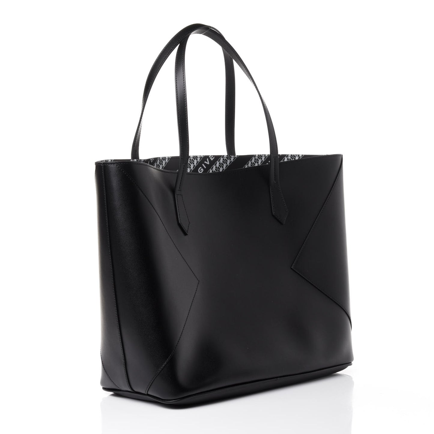 Smooth Calfskin Wing Shopper Tote Black White