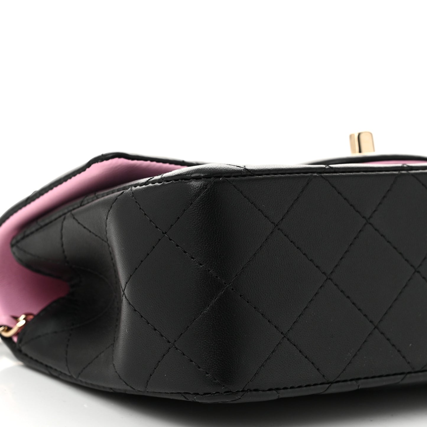 Lambskin Quilted Bi-Color Mini Top Handle Rectangular Flap Black Lilac