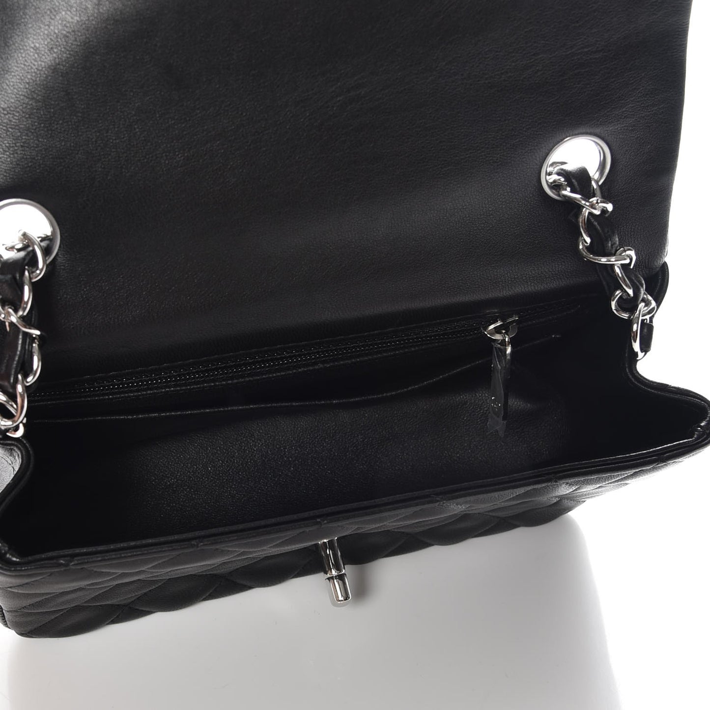 Lambskin Quilted Mini Rectangular Flap Black