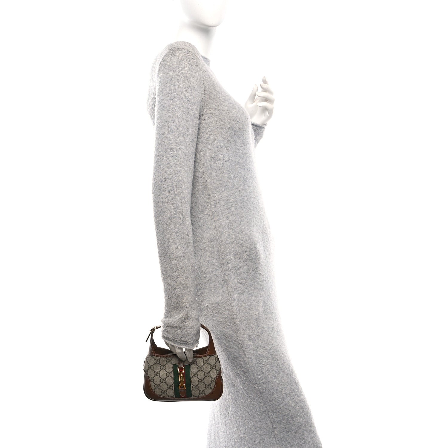 Gucci GG Supreme Monogram Azalea Calfskin Web Mini Jackie 1961 Hobo Beige Ebony Brown Sugar 2 of 10