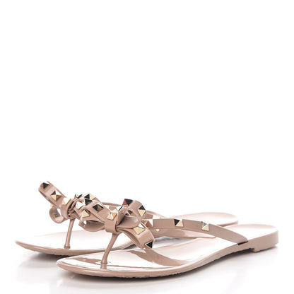 Valentino Garavani PVC Jelly Rockstud Bow Thong Sandals 39 Poudre 3 of 8