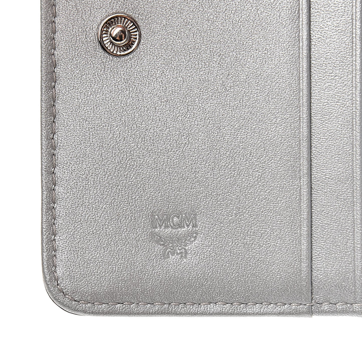 Metallic Visetos Mini Zip Around Wallet Silver