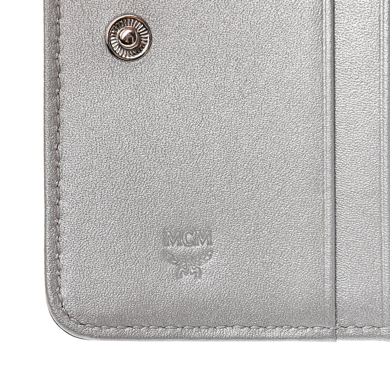 MCM Metallic Visetos Mini Zip Around Wallet Silver 7 of 9