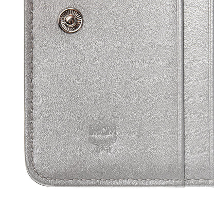 MCM Metallic Visetos Mini Zip Around Wallet Silver 7 of 9