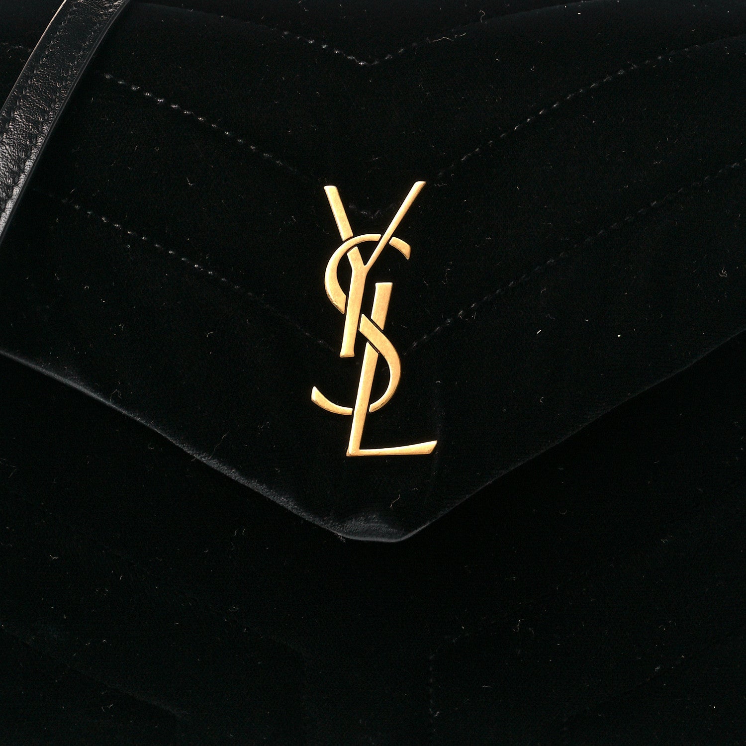 Saint Laurent Velvet Y Quilted Monogram Toy Loulou Chain Satchel French Black 8 of 10