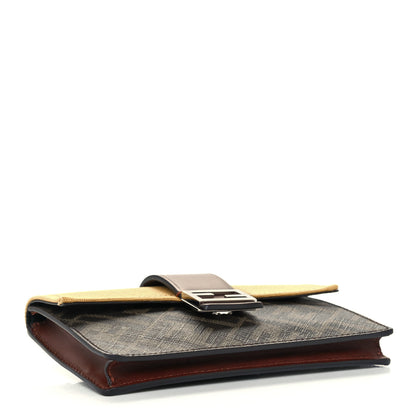 Fendi Glazed Fabric Cotton Vitello King Aura FF 1974 Baguette Belt Pouch Tobacco Moro Mimosa Gianda 4 of 12