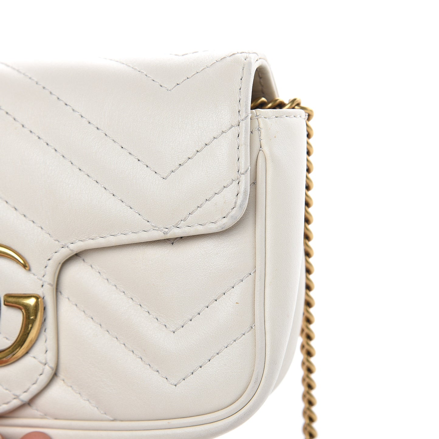 Calfskin Matelasse Super Mini GG Marmont Shoulder Bag White