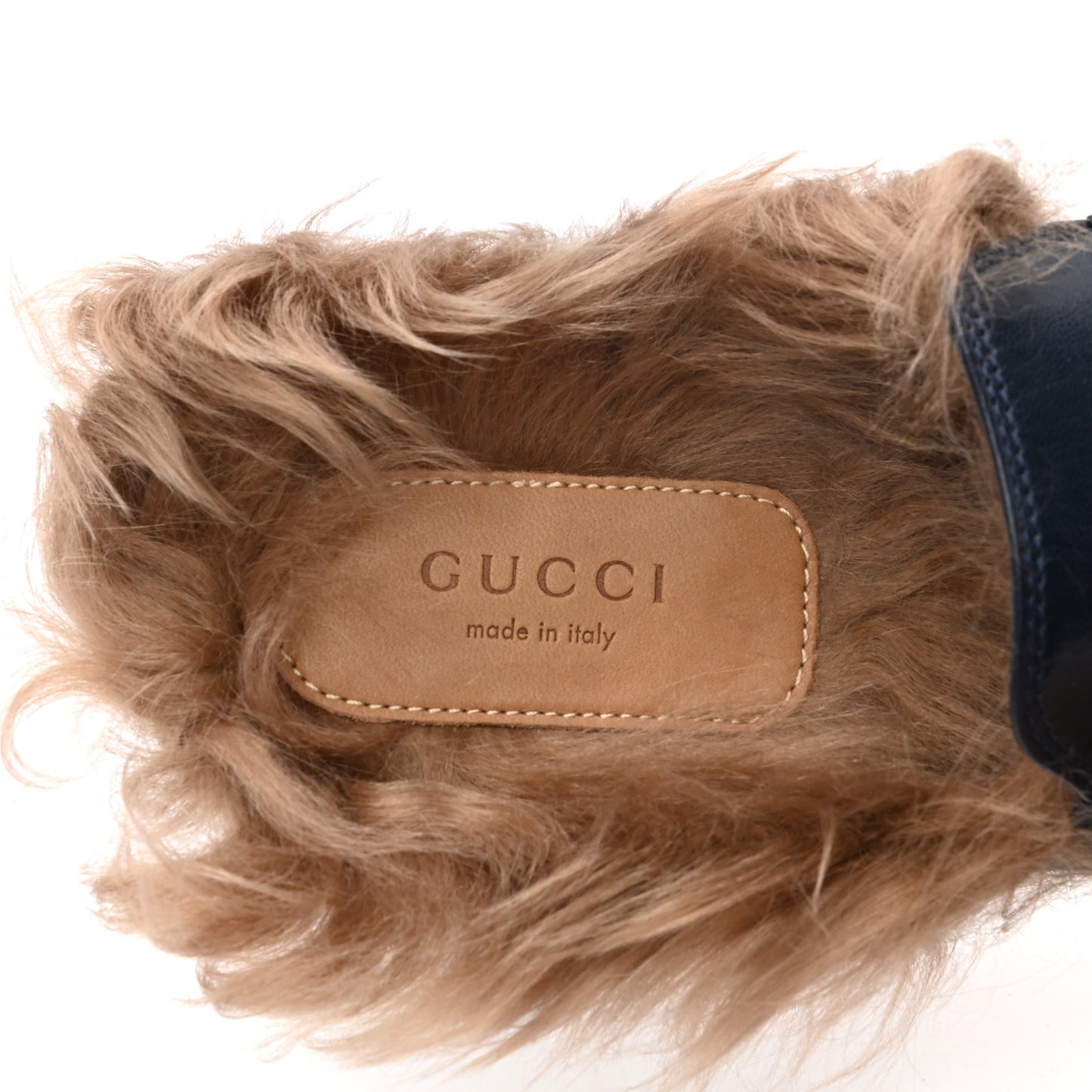 Calfskin Fur Womens Princetown Slippers 35 Blue Agata