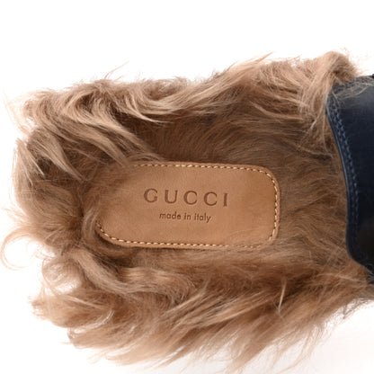 Gucci Calfskin Fur Womens Princetown Slippers 35 Blue Agata 5 of 6