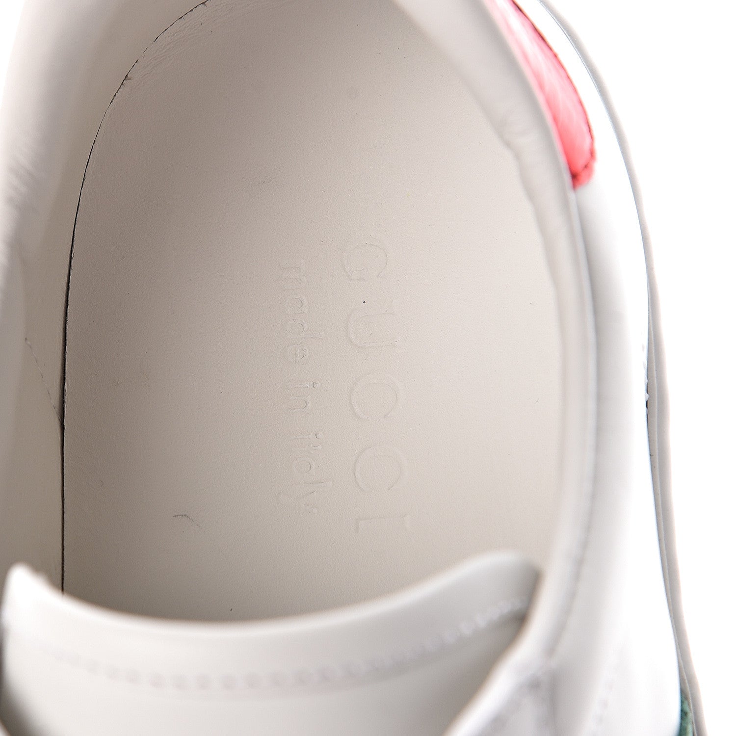 Gucci Miro Soft Calfskin Laminated Ayers Web Bee Embroidered Mens Ace Sneakers 7 White Red Flame Green 5 of 8