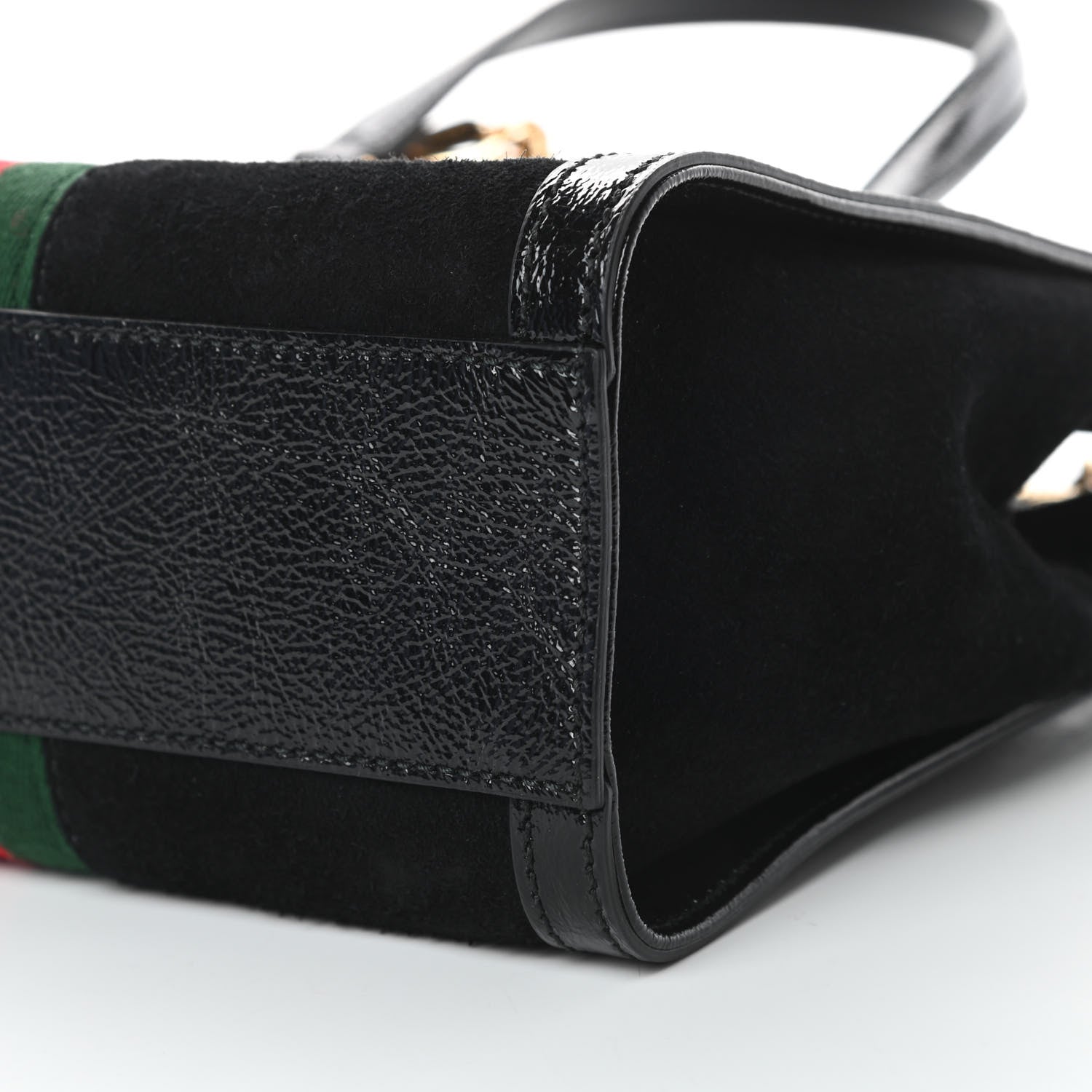 Gucci Suede Patent GG Web Small Ophidia Tote Bag Black 10 of 12