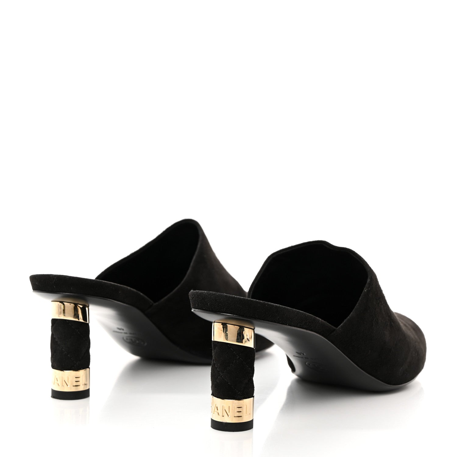 Chanel Kid Suede Logo Mules 40 Black 4 of 9