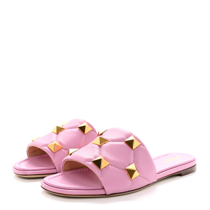 Valentino Garavani Nappa Roman Stud Flat Slide Sandals 37 Giacinto 3 of 14