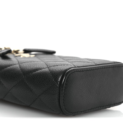 Chanel Caviar Quilted Small Vertical Coco Beauty Vanity Case With Chain Black 9 of 11