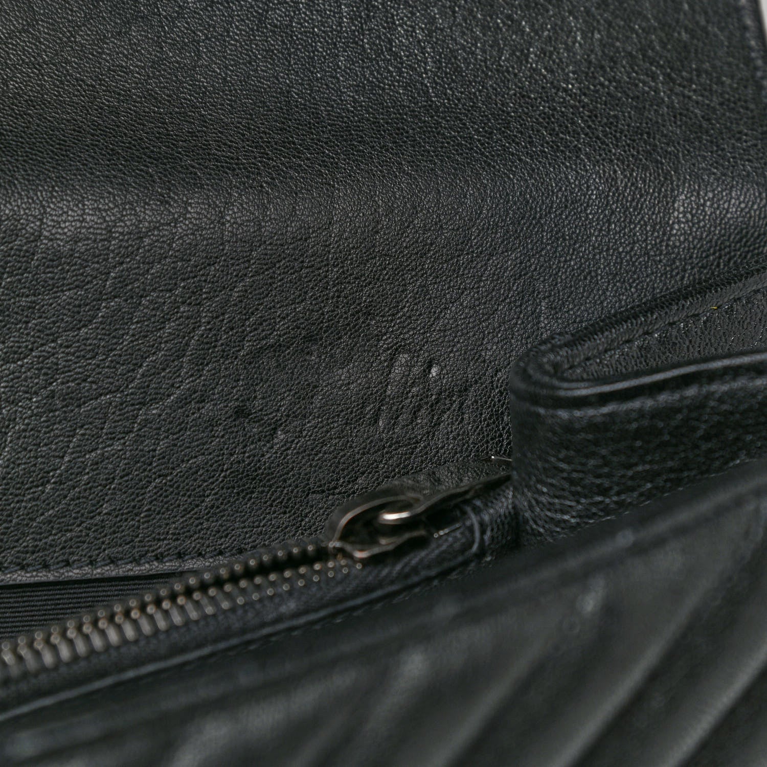 Saint Laurent Sheepskin Matelasse Chevron Monogram Large College Satchel Black 8 of 10