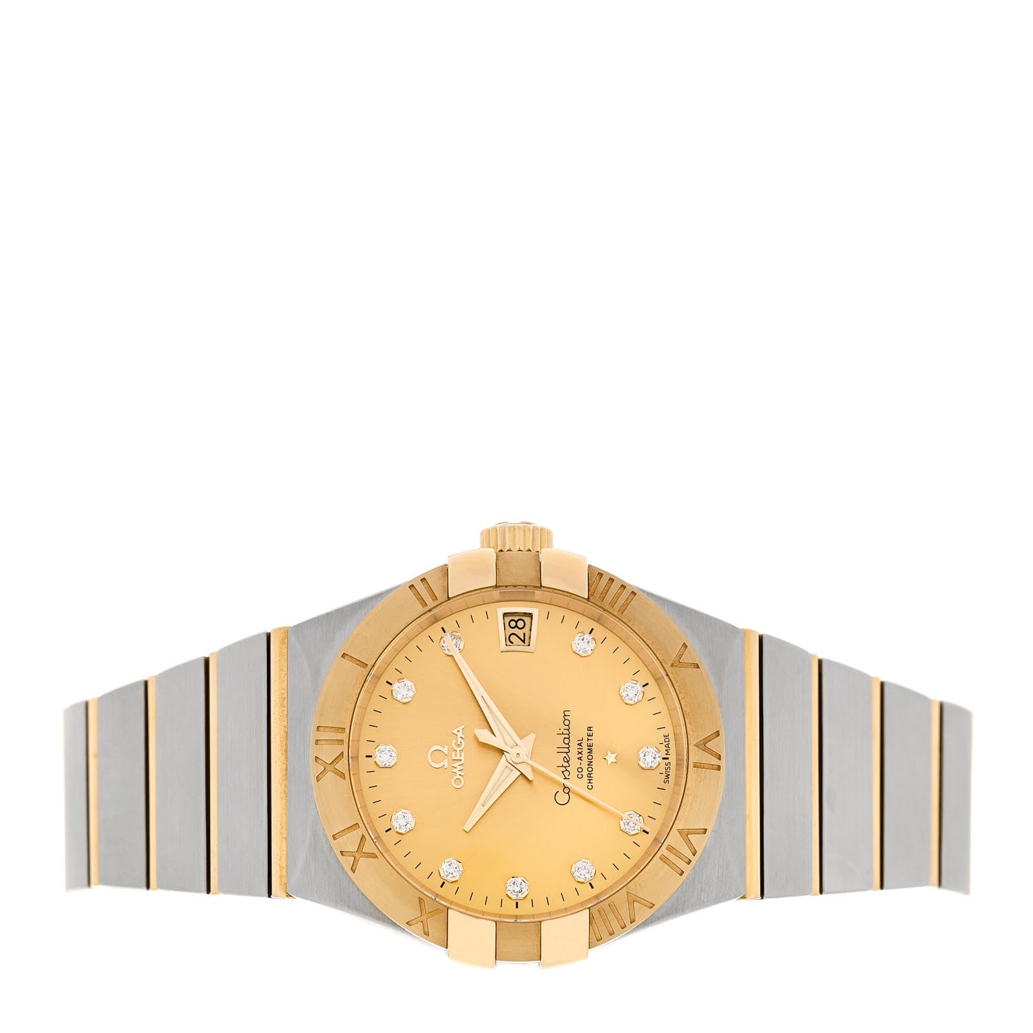 Omega Stainless Steel 18K Yellow Gold Diamond 38mm Constellation Co-Axial Chronometer Automatic Watch Champagne 123.20.38.21.58.001 2 of 4