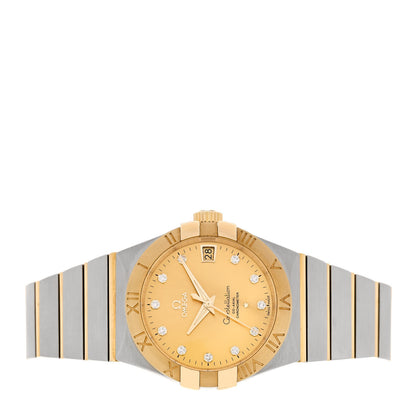Omega Stainless Steel 18K Yellow Gold Diamond 38mm Constellation Co-Axial Chronometer Automatic Watch Champagne 123.20.38.21.58.001 2 of 4