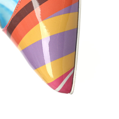 Christian Louboutin Patent Striped Grand Bain Swimming Pool Hot Chick 100 Pumps 38 Multicolor Lin Blue White 10 of 10