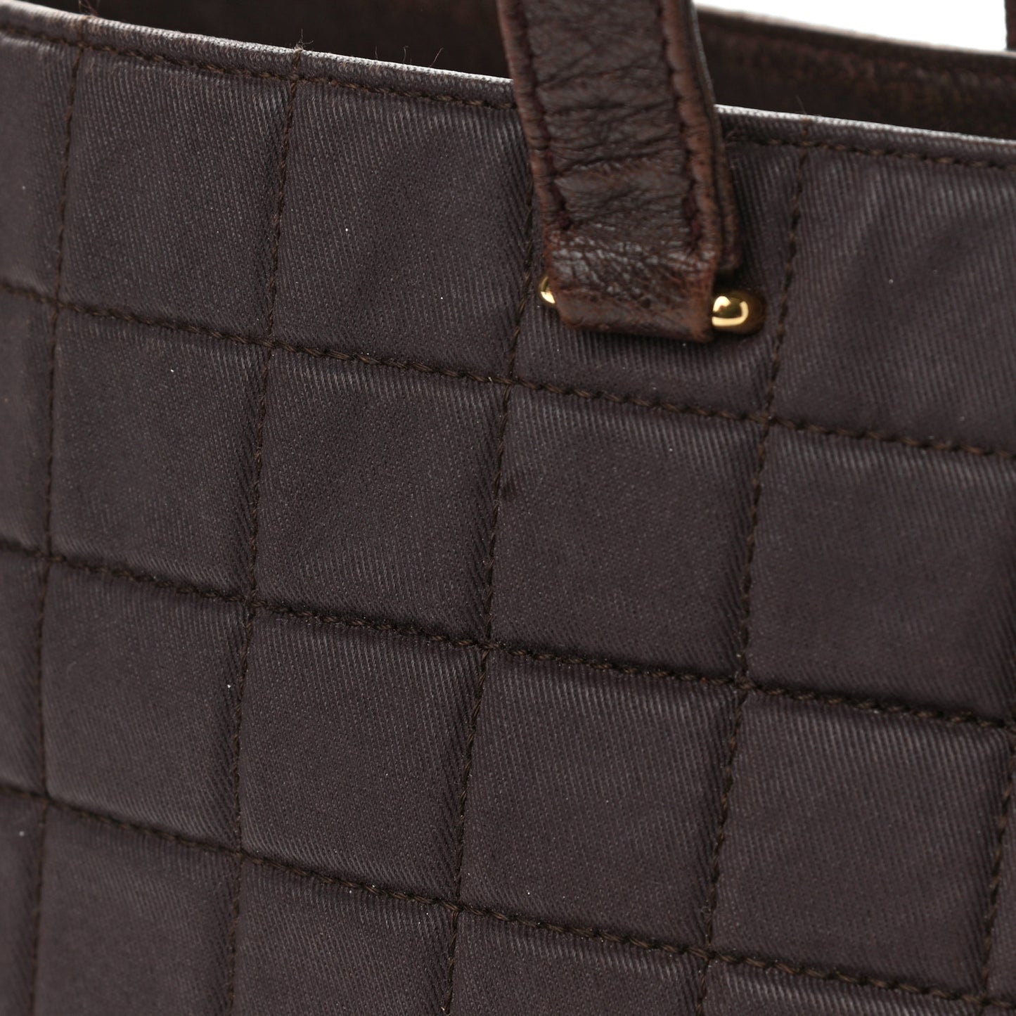Canvas Calfskin Chocolate Bar Quilted CC Shoulder Bag Dark Brown