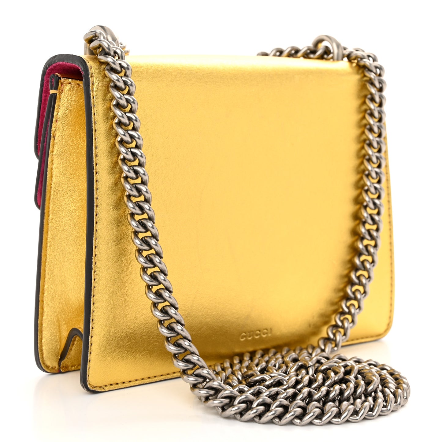 Metallic Calfskin Crystal Mini Dionysus Shoulder Bag Gold