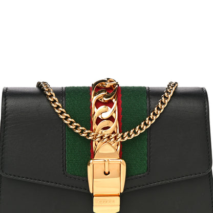 Gucci Calfskin Super Mini Sylvie Chain Shoulder Bag Black 8 of 19